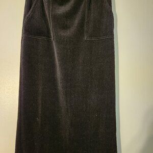 Black velour midi skirt